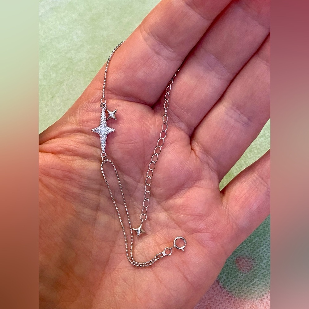 Sterling Silver Starburst Pendant Bracelet- Silver 925